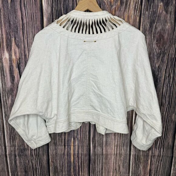 Anthropologie Hei Hei Ladder Linen Cut Out Jacket Size M/L - Picture 8 of 16
